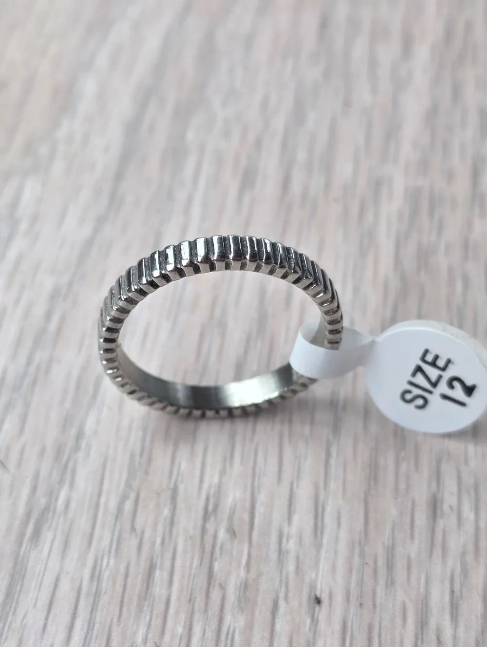 Stainless Steel Textured Ring - Size 12 Unisex